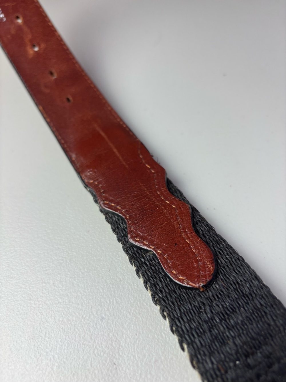 Handcrafted Western Horsehair Tooled Leather Belt Multi-Color Tribal Weave Inlay - Picture 13 of 13